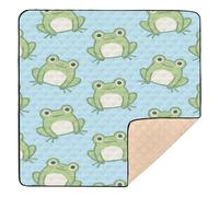 Blue Cartoon Frog Soft Padded mat for Baby to Play on Floor for Indoor Outdoor Non-Toxic Foldable Tummy Time Activity Mat for Baby Kids Toddlers Infants, 50'' x 50''