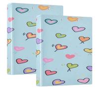 Blue Cartoon Heart One and A Half Inch School Binders Three Ringing with Pockets 1/2 Packs Office Binder 200 Sheets