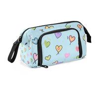 Blue Cartoon Heart Pencil Pen Case Large Capacity Pencil Case Bag Portable for Kids Middle School estuches para lapices de ninos