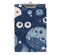 Blue Cartoon Pattern Clipboard, A4 Acrylic Clipboards with Hanging Hook, Ultra Lightweight & Shatterproof Writing Board for Office, Nurses, 8.5" X 12.5"