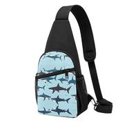 Blue Cartoon -Print Waterproof Chest Pack for Hiking & Travel-Adjustable Strap,Lightweight Design with Multiple Pockets.