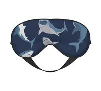 Blue Cartoon Shark Print Comfortable Eye Mask Breathable Adjustable Men Women Lightweight Travel Yoga Work