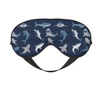 Blue Cartoon Shark Print Comfortable Eye Mask Full Coverage Lightweight Men Women Outdoor Travel Relaxation