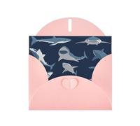 Blue Cartoon Shark Print Greeting Cards With Envelopes,Holiday,Birthday,Wedding,And All Occasions