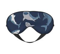 Blue Cartoon Shark Print Stylish Sleep Eye Mask Lightweight Adjustable Strap Men Women Travel Nap Night