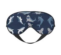 Blue Cartoon Shark Printing Double-Sided Design Sleep Aid, Soft Eye Mask for Sleep,Yoga,Adjustable Strap, Blocks Light