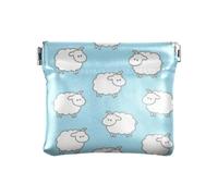 Blue Cartoon Sheep Fashion Women Men Leather Coin Purses Cute Cosmetic Bags for Purse for Women monedero de Tela para Mujer