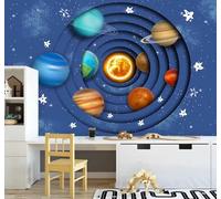 Blue Cartoon Universe Starry Sky Solar System 3D Wallpaper Easy Install Feature Office Living Room Sofa Bedroom TV Background Wall Decoration-430cm×300cm