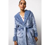 Blue Carved Fleece Hooded Dressing Gown S