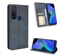 (Blue) Case For TCL 20R 5G PU Leather Magnetic Closure Wallet