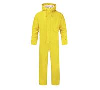 Blue Castle Flex PU Tricot Fabric Stretchable Coveralls Waterproof Overalls Work Fish Boat Sail (Yellow, Large Chest To Fit 44-46)