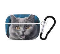 Blue Cat AirPod Pro Case, Anti Scratch Hard PC Cover with Keychain, AirPod Pro 2nd/1st Case Accessories for Women Men, White-Style