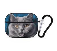Blue Cat AirPod Pro Case, Anti Scratch Hard PC Cover with Keychain, AirPod Pro 2nd/1st Case Accessories for Women Men, Black-Style