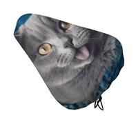 Blue Cat Bike Seat Cover Waterproof Oxford Fabric, Universal Adjustable Bicycle Saddle Cover with Drawstring Easy Install Protective Rain Dust Covers for Women Men