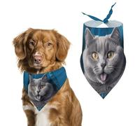 Blue Cat Dog Bandanas for Feeding Grooming, Triangle Pet Bibs Washable Pets Scarf for Cats & Dogs
