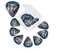 Blue Cat Guitar Picks 12 Pack with Custom Organizer Storage Box Guitar Accessories Ukulele Picks for Acoustic Guitar Bass Guitar Day Gift