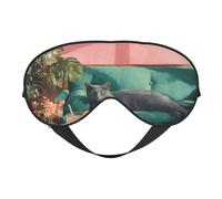Blue Cat Laying On A Green Sofa Sleep Mask Eye Mask with Adjustable Strap, Eye Sleep Shade Cover Blocks Light for Women Men Airplane Travel Nap Meditation