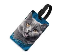 Blue Cat Luggage Tags with ID Card, Durable Travel Bag Tags, Waterproof Name Tag for Suitcases, Backpacks & Travel Cases Black-Style