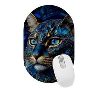 Blue Cat Mouse Pad, Ultra-Smooth Oval Mouse pad with Non-Slip Rubber Base for Computers Laptop, 11x7 Inch, Color292