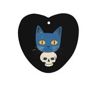 Blue Cat on A Skull 1 PCS Car Air Freshener Hanging Aromatherapy Tablets Automotive Ornament for Auto Room Bathroom Bedside Love form