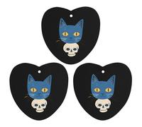 Blue Cat on A Skull 3 PCS Car Air Freshener Hanging Aromatherapy Tablets Automotive Ornament for Auto Room Bathroom Bedside Love form