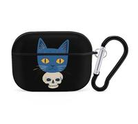 Blue Cat on A Skull Headphone & Earphone Cases Compatible with Airpod Pro Scratch-Resistant PC Protective Cover with Keychain Black-style-3