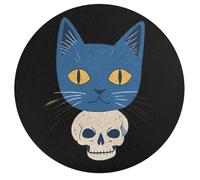 Blue Cat on A Skull Wooden Jigsaw Puzzles for Adults Brain-Teasing Game Idea Puzzle Gift for Unisex