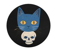 Blue Cat on A Skull Wooden Jigsaw Puzzles for Adults Brain-Teasing Game Idea Puzzle Gift for Unisex