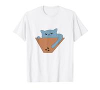 Blue Cat Reaching for Treats Value Graphic T-Shirt, Men, White, L