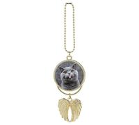 Blue Cat Sticking Out Tongue Car Hanging Pendant, Zinc Alloy Rearview Mirror Charms - Relieve Visual Fatigue, Vintage Keychain Pendant, Lucky Car Interior Hanging Decoration, Golden-Style