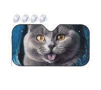 Blue cat Sticking Out Tongue Car Windshield Sun Shade Foldable Car Sun Shade Front Windshield Sunshade Windshield Cover Reflective Sun Visor Keep Your Vehicle Cool for Most Sedans SUV Truck