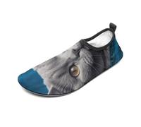 Blue Cat Water Shoes for Men Women, Lightweight Stretch Swim Shoes with Anti-Slip Rubber Sole, Quick-Dry Aqua Socks for Pool, Beach, Surfing, Style, 8 Women/8 Men