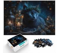 Blue Cat with Berry Wreath 1000 Piece Jigsaw, Holiday Puzzle Gift, 1000pcs (52x38cm)