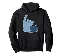 Blue Cats Fighting Cute Cartoon Style Kitties Pullover Hoodie
