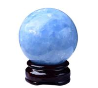 Blue Celestite Ball Crystal Sphere Quartz Gemstone Sculpture Figurine with Stand,50mm Gemstone Stone