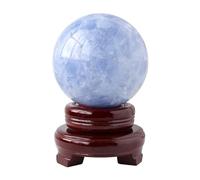 Blue Celestite Crystal Ball Celestine Sphere Quartz Fengshui Home Decoration with Base,55~60mm
