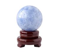 Blue Celestite Crystal Sphere Ball with Wood StandCrystals Sphere Aquamarine Gemstone Home Office Decoration Fengshui Crystal Ball,1.96in