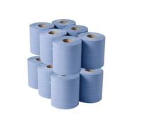 Blue Centered Paper Rolls - Premium Quality, Smooth Finish, Durable Core - Ideal for POS, Printing & Office Use - Pack of 12