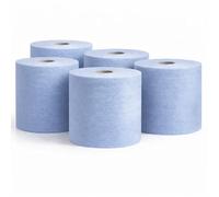 Blue Centrefeed Paper Tissue Rolls Pack of 6, 2 Ply Embossed Hand Towel Roll for Kitchen, Bathroom, Office, Garage and Warehouse Surface Cleaning (12, Blue)