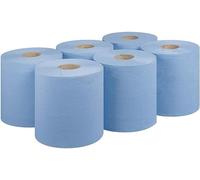 Blue Centrefeed Roll 2-Ply - Pack of 6 | Strong, Embossed & Highly Absorbent | Ideal for Cleaning, Garage, Catering, Kitchen & Industrial Use | Recycled Material