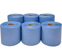 Blue Centrefeed Rolls 6 Pack 2-Ply 104m Per Roll | Heavy Duty Cleaning, Multi-Purpose Wiping, Workshop & Catering Use, Bulk Value Pack, Centre Pull Design