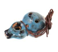 Blue Ceramic 6 Hole Gourd Ocarina Alto C with Wax Rope