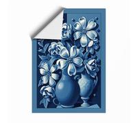Blue Ceramic Blooms Botanical Unframed Wall Art Print A3 (42×29.7cm), Wall Decor for Living Room, Bedroom, Office & Home, Art Gift