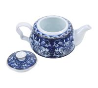 Blue Ceramic Chinese Style Teapot with Built in Strainer for Herbal Tea | Porcelain Body, Retro Chinoiserie Design, Anti-scald Grip, Ceramic Lid Gasket, Manual Gold Outline Decoration