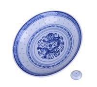 Blue Ceramic Fruit Plate Chinese Retro Dragon Pattern Appetizer Plate