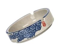 Blue Ceramic Hand-Painted round Ashtray, Reusable Multi-Function | Creative Japanese Style, Decorative Home and Restaurant Use, Suitable for Living Room Tables