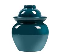 Blue Ceramic Kimchi Jar - Traditional Chinese Porcelain Pickle Storage with Water Seal & Airlock Lid - Ideal for Fermented Foods & Pickles