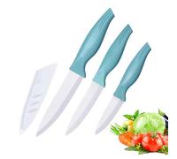 Blue Ceramic Knife Set 3-Pieces, 5-Inch, 4-Inch, 3-Inch Fruit Knife Set,Suitable for Beef Chicken Vegetable Fruit Butter and Bread (Blue)