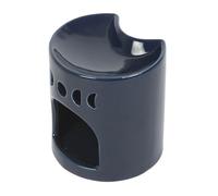 Blue Ceramic Oil Burner with Crescent Moon Cut Out Design, Wax Melt Warmer, Tealight Candle Holder, Aromatherapy Diffuser
