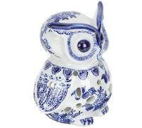 Blue Ceramic Owl Candle Holder, Vented Candlestick Decor for Tealights | Porcelain Finish, Stable Desktop Display, Banquet and Entryway Use, Single Unit, Artistic Contemporary Style